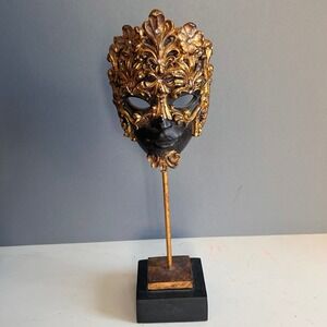Venetian Carnival Mask Composite Figure Sculpture Gold VTG Italy Regency Regal